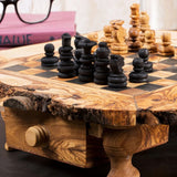 Jeu d'échecs fait main en bois d'olivier